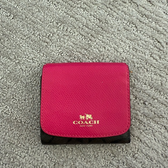 Coach Fuchsia and Black Compact Wallet - Picture 1 of 6
